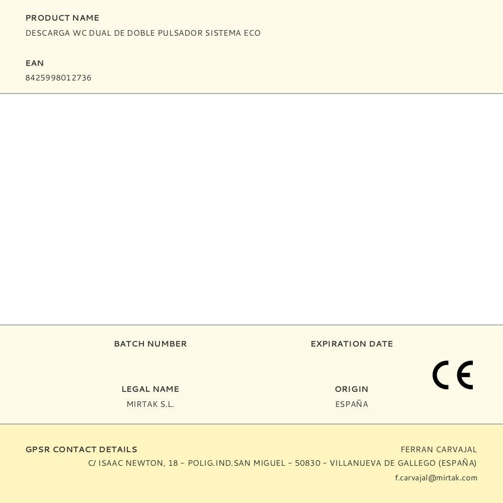 DESCARGA WC DUAL DE DOBLE PULSADOR SISTEMA ECO