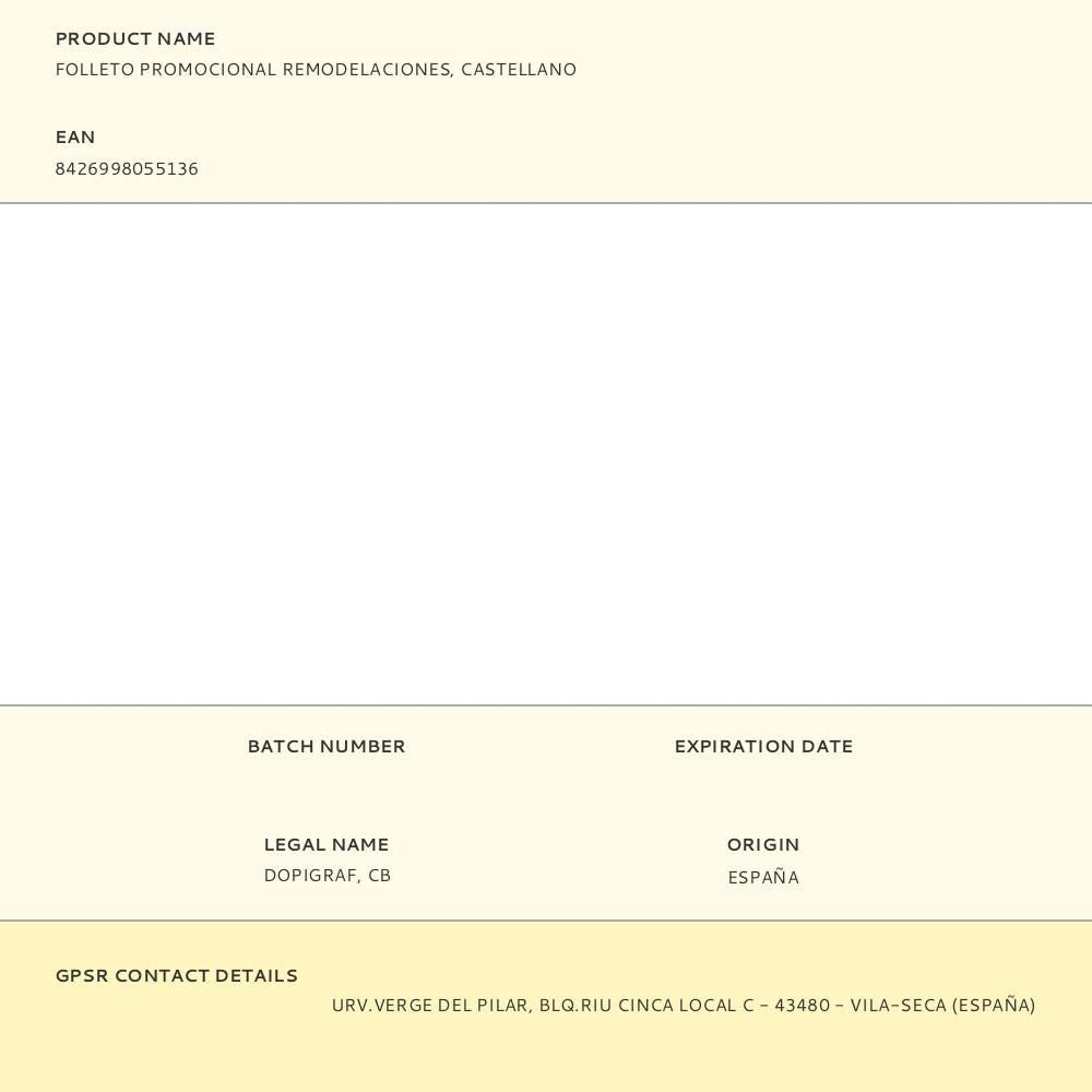 FOLLETO INFORMATIVO REMODELACIONES, CASTELLANO