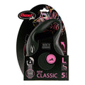 CORREA EXTENSIBLE FLEXI CLASSIC NEGRA, CINTA 5 m, L, HASTA 50 Kg