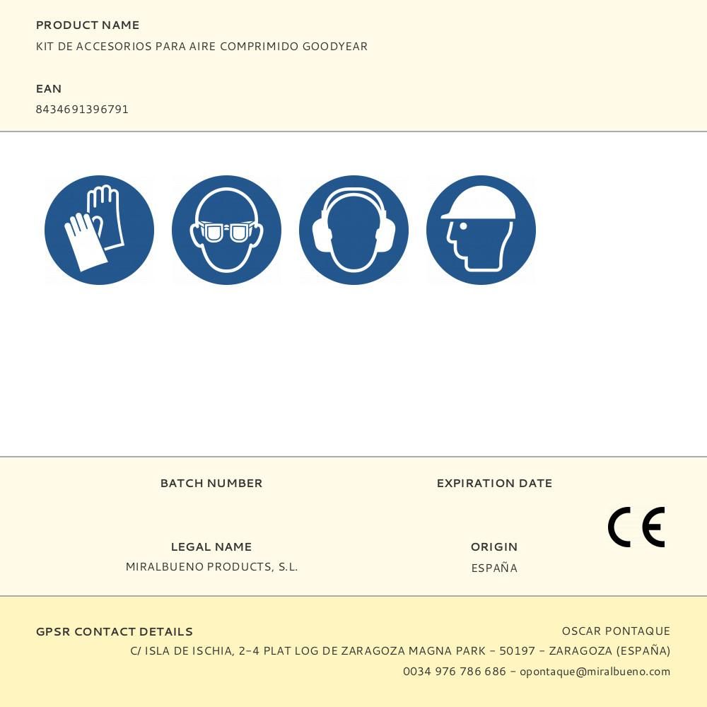 KIT DE ACCESORIOS PARA AIRE COMPRIMIDO GOODYEAR