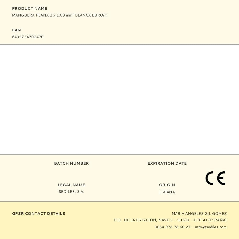 MANGUERA PLANA 3 x 1,00 mmÂ² BLANCA EURO/m