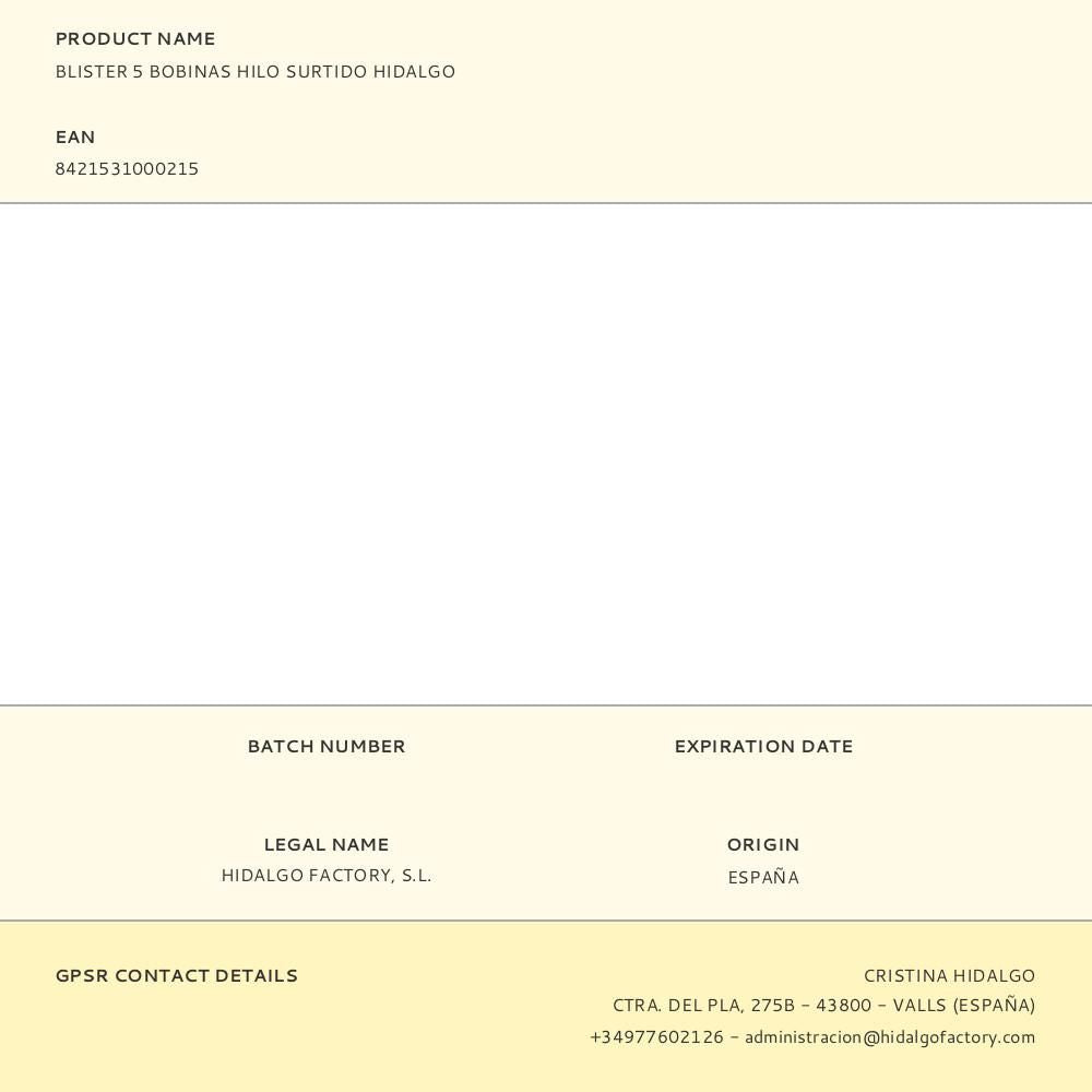 BLISTER 5 BOBINAS HILO SURTIDO HIDALGO