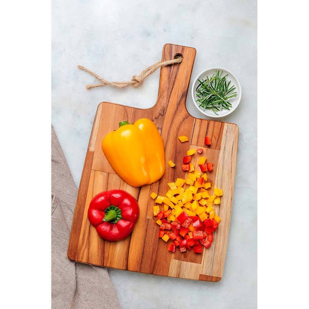 TABLA PARA CORTAR Y SERVIR CON MANGO, 24 x 23 x 1,8 cm