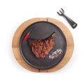 PLATO HIERRO FUNDIDO 26 cm + BASE MADERA DE HAYA 34 x 30 x 2,5 cm