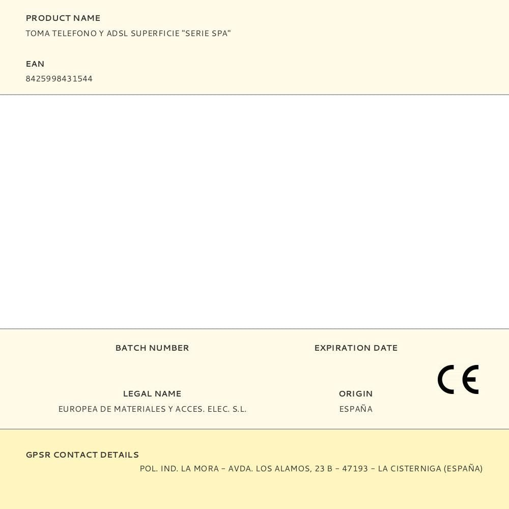 TOMA TELEFONO Y ADSL SUPERFICIE "SERIE SPA"