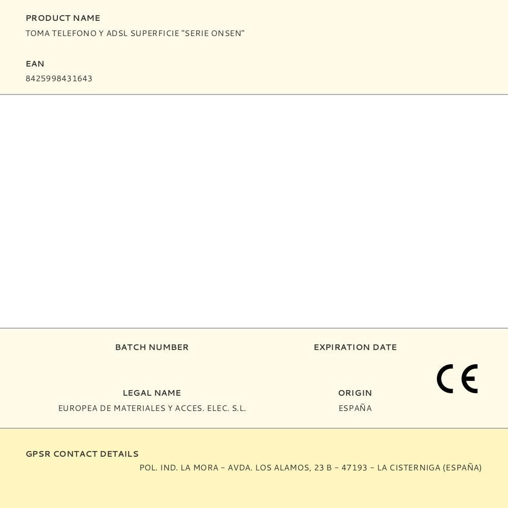 TOMA TELEFONO Y ADSL SUPERFICIE "SERIE ONSEN"