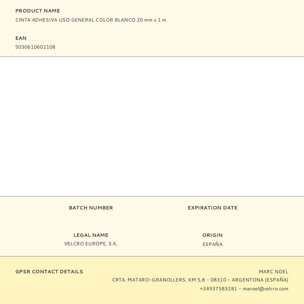 CINTA ADHESIVA USO GENERAL BLANCO 20 mm x 1 m