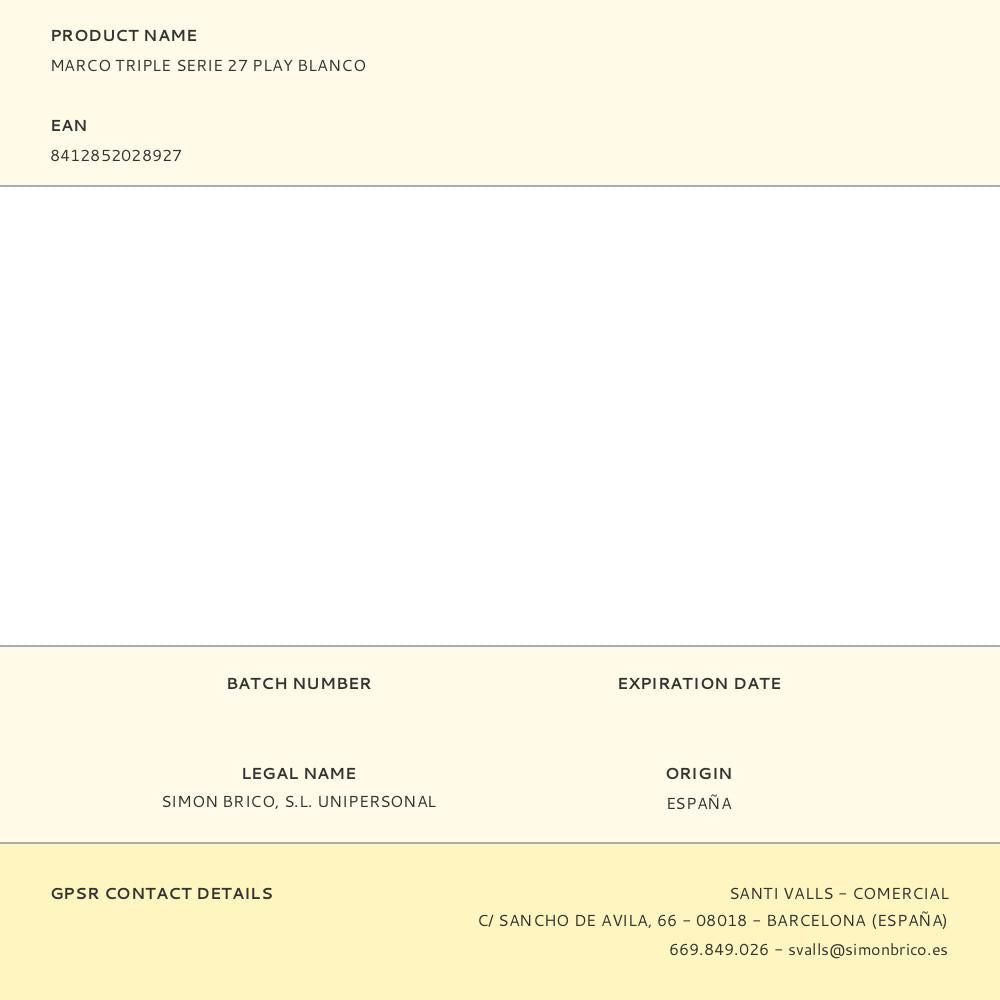 MARCO TRIPLE SERIE 27 PLAY BLANCO