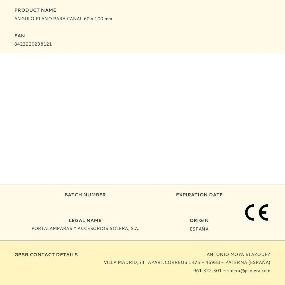 ANGULO PLANO PARA CANAL 60 x 100 mm