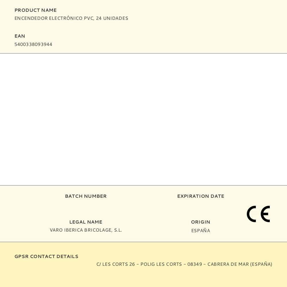 ENCENDEDOR ELECTRÓNICO PVC, 24 uds