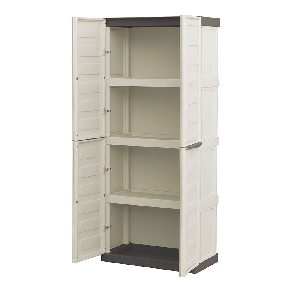 ARMARIO ALTO LÍNEA SPAZIO DE POLIPROPILENO BEIGE Y MARRÓN, 70 x 39 x 165 cm
