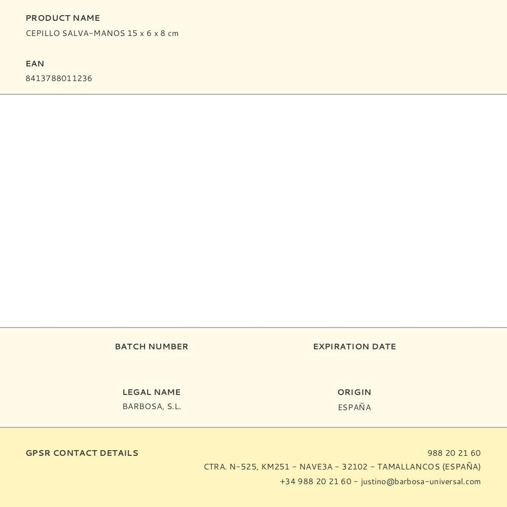 CEPILLO SALVA-MANOS 15 x 6 x 8 cm