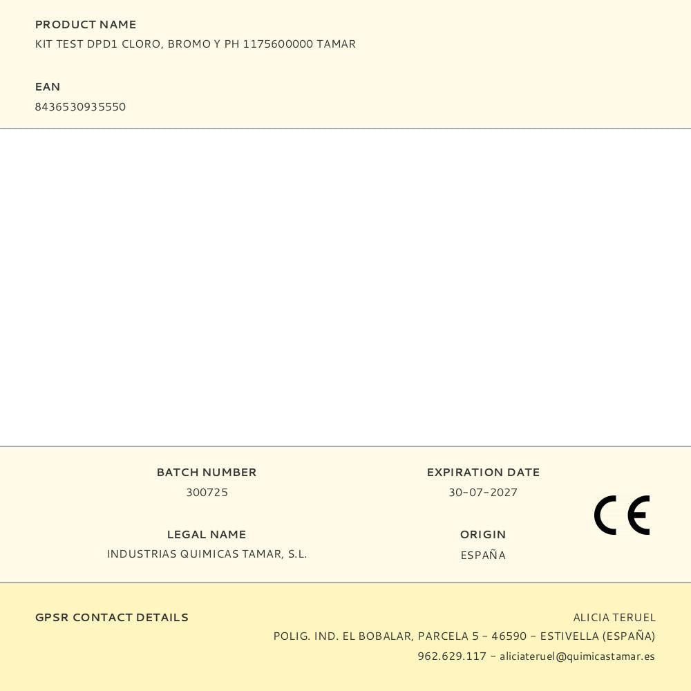 KIT TEST DPD1 CLORO, BROMO Y PH 1175600000 TAMAR