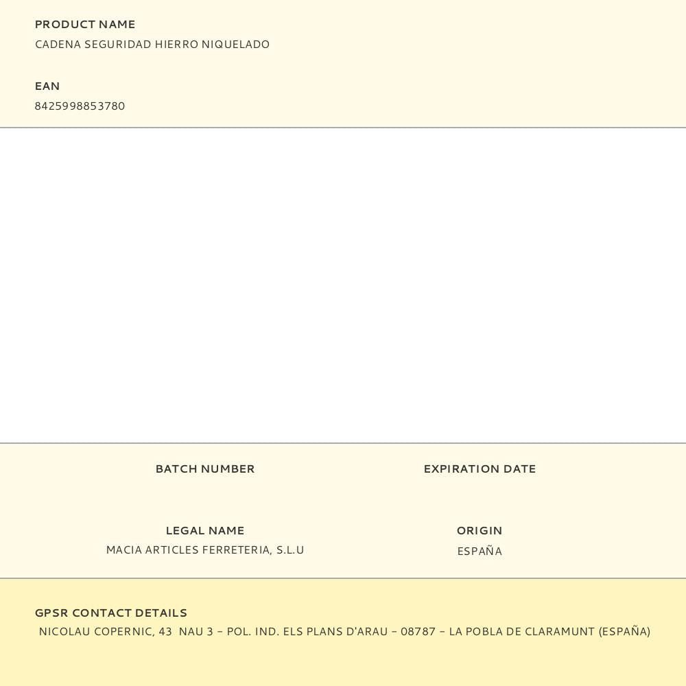CADENA SEGURIDAD HIERRO NIQUELADO