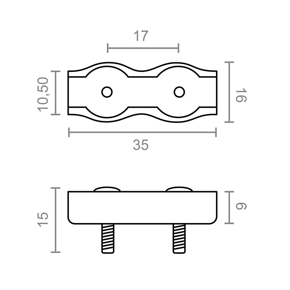 SUJETACABLE PLANO DOBLE SJT02, 3 mm, GALVANIZADO, BLISTER 2 uds