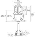 PLACA AMARRE CON ANILLA AP13, 6 mm, INOXIDABLE, BLISTER 2 uds