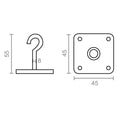 GANCHO FIJO 8 x 55 mm CON PLACA 45 x 45 mm AP07 ZINCADO, BLISTER 2 uds