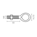HEMBRILLA SOLDADA CON TUERCA HM01, M6 x 50 mm, ZINCADO, BLISTER 2 uds