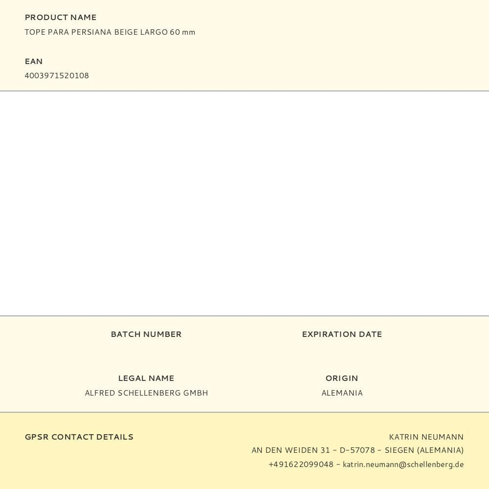 TOPE PARA PERSIANA BEIGE LARGO 60 mm