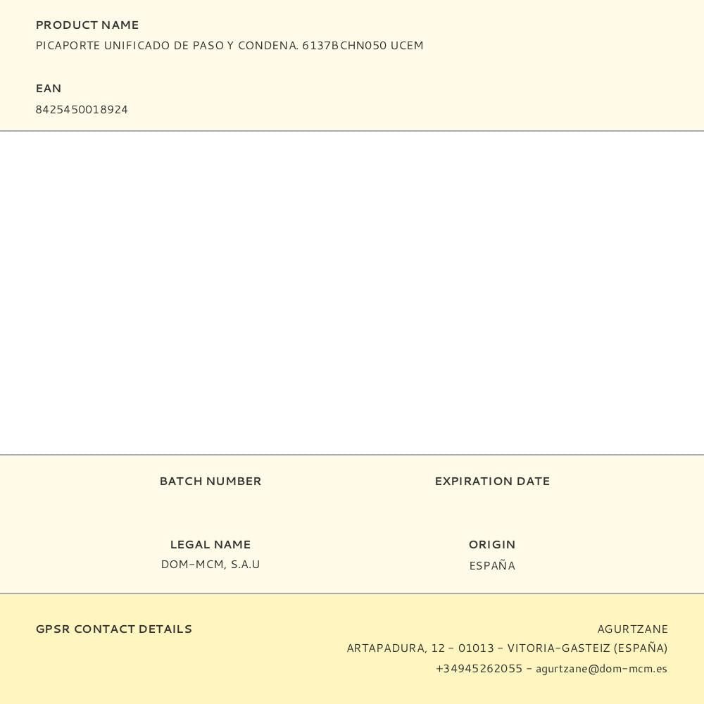 PICAPORTE UNIFICADO DE PASO Y CONDENA. 6137BCHN050 UCEM