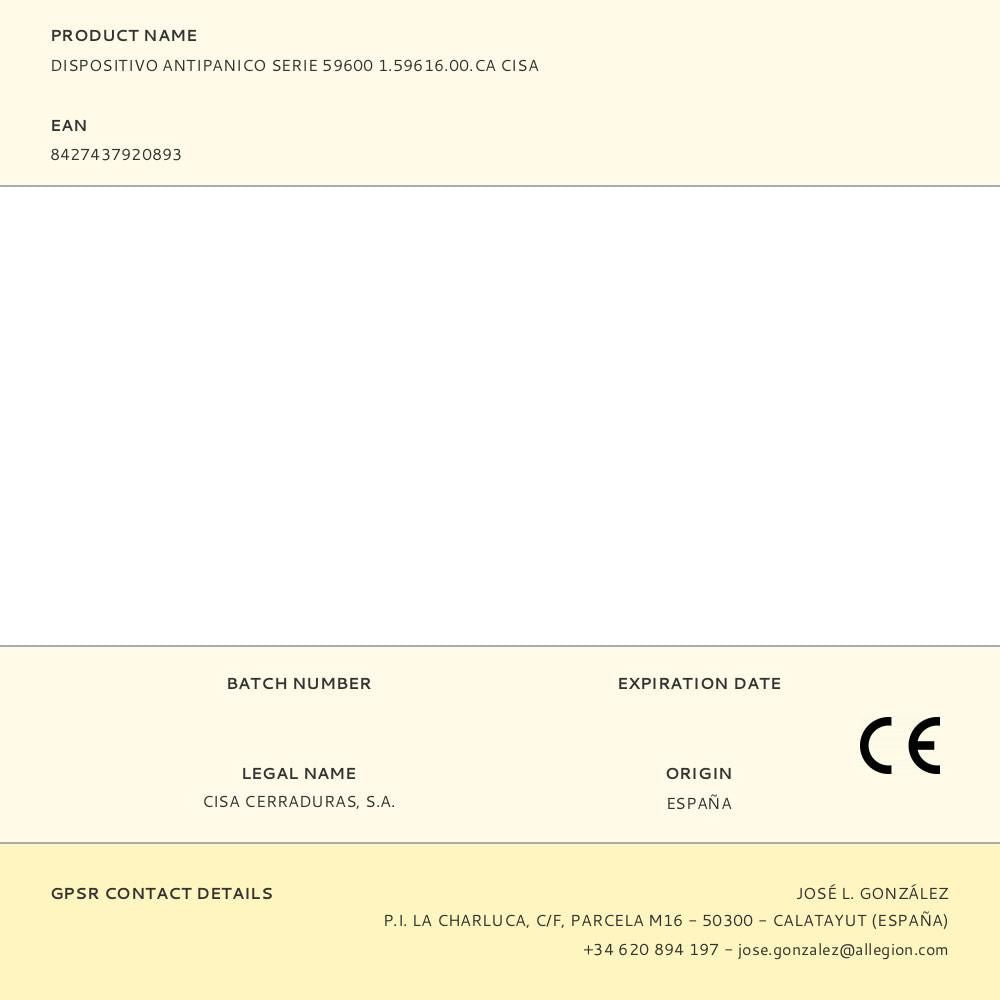 DISPOSITIVO ANTIPANICO SERIE 59600 1.59616.00.CA CISA
