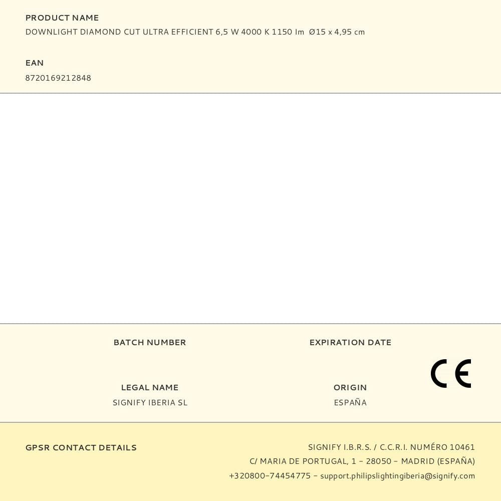 DOWNLIGHT DIAMOND CUT ULTRA EFFICIENT 6,5 W 4000 K 1150 Im  15 x 4,95 cm