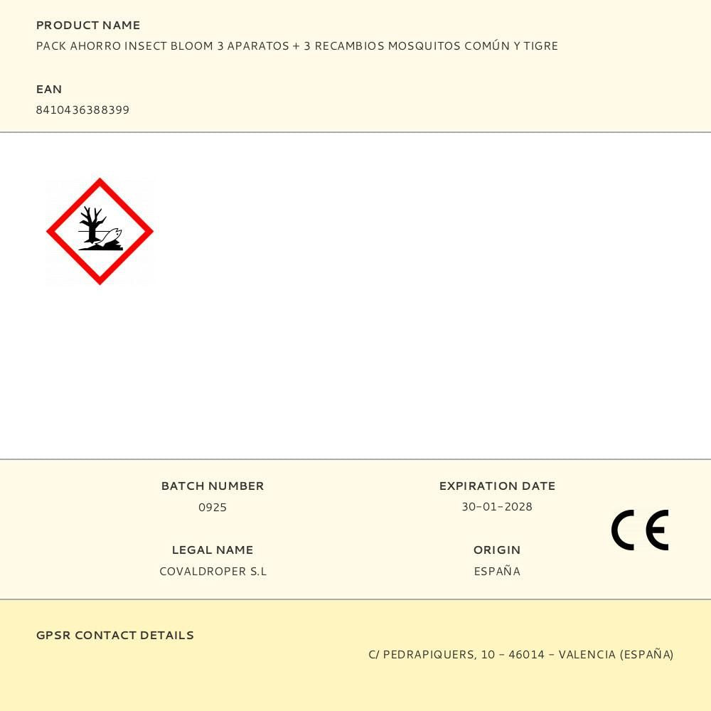 PACK AHORRO 3 APARATOS DIFUSOR LÍQUIDO + 3 RECAMBIOS MOSQUITOS COMÚN Y TIGRE