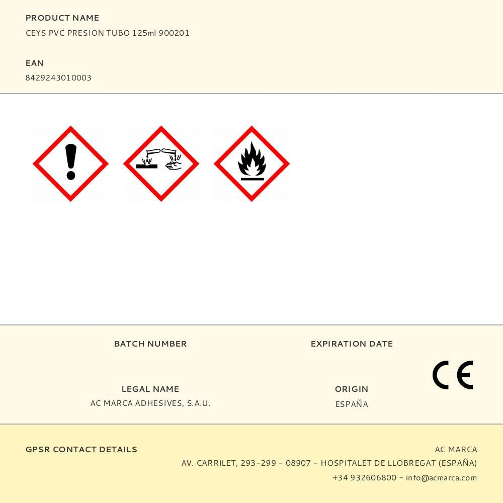 ADHESIVO PVC PRESION TUBO 125 ml