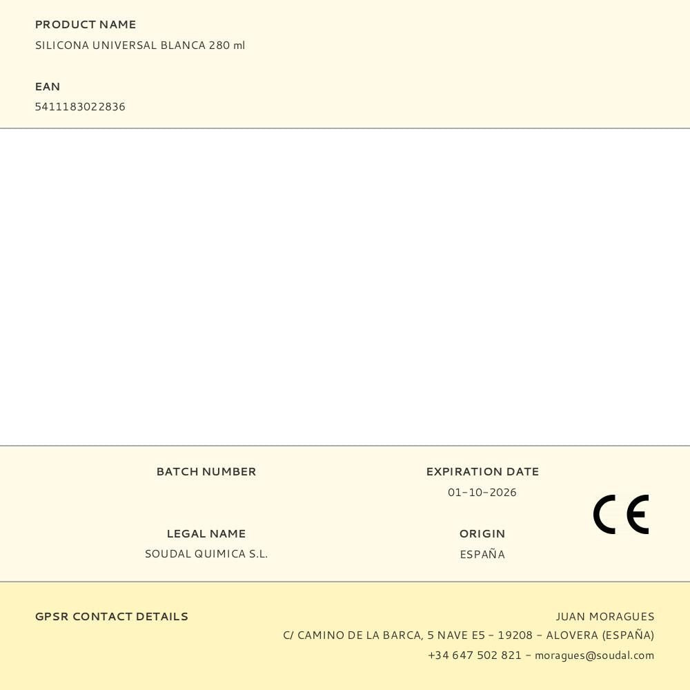 SILICONA UNIVERSAL BLANCA 280 ml