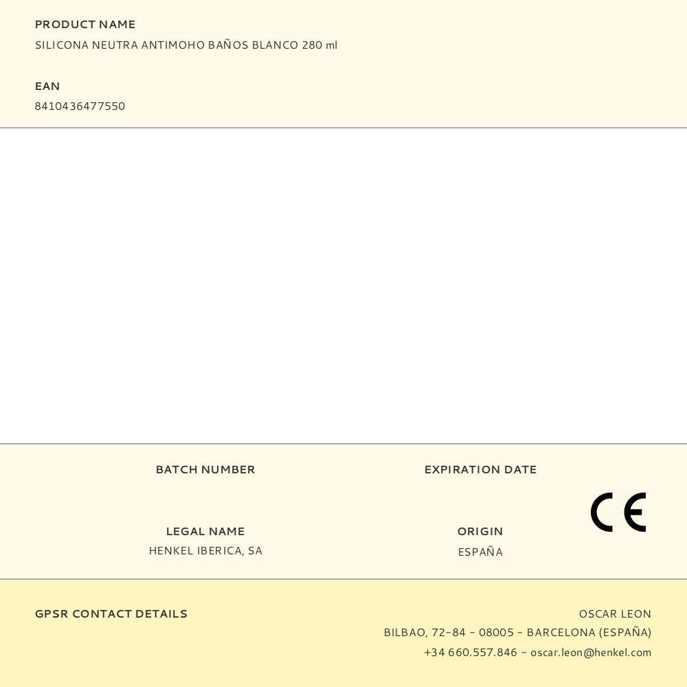 SILICONA NEUTRA ANTIMOHO BAÑOS BLANCO 280 ml