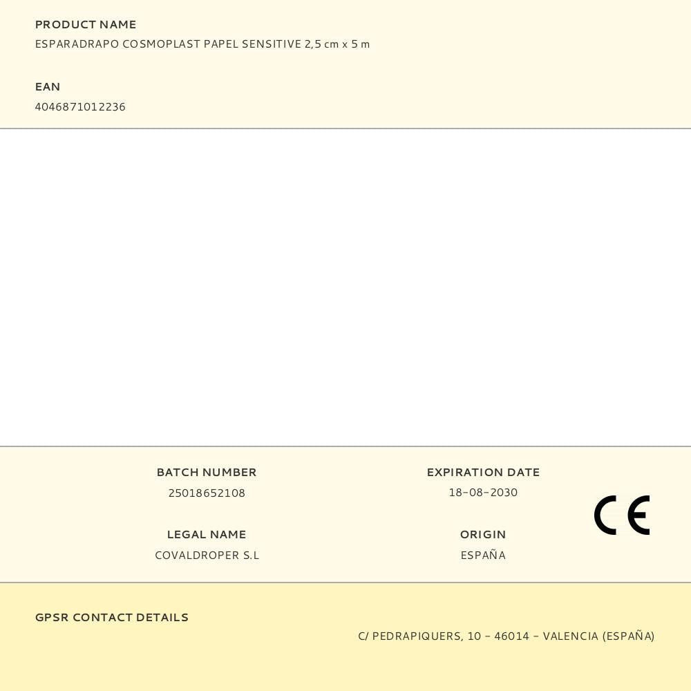ESPARADRAPO COSMOPLAST PAPEL SENSITIVE 2,5 cm x 5 m